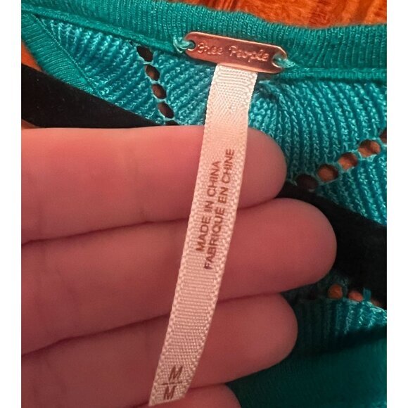 Free People Wild Thing Cutout Back Chevron Lace Mini Long Sleeve Dress M - Picture 5 of 5